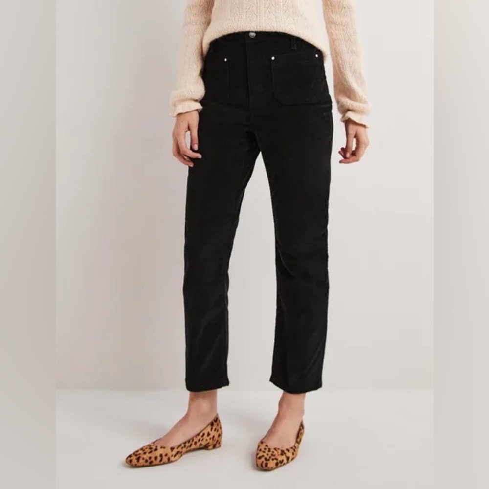 NEW $110 Boden Women’s Straight Leg Corduroy Ankle Jeans‎ Black 12L Fitted Pants